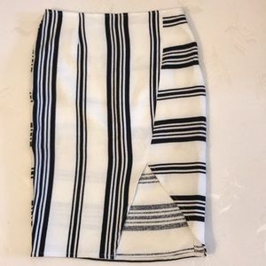 Mixed stripe pencil skirt